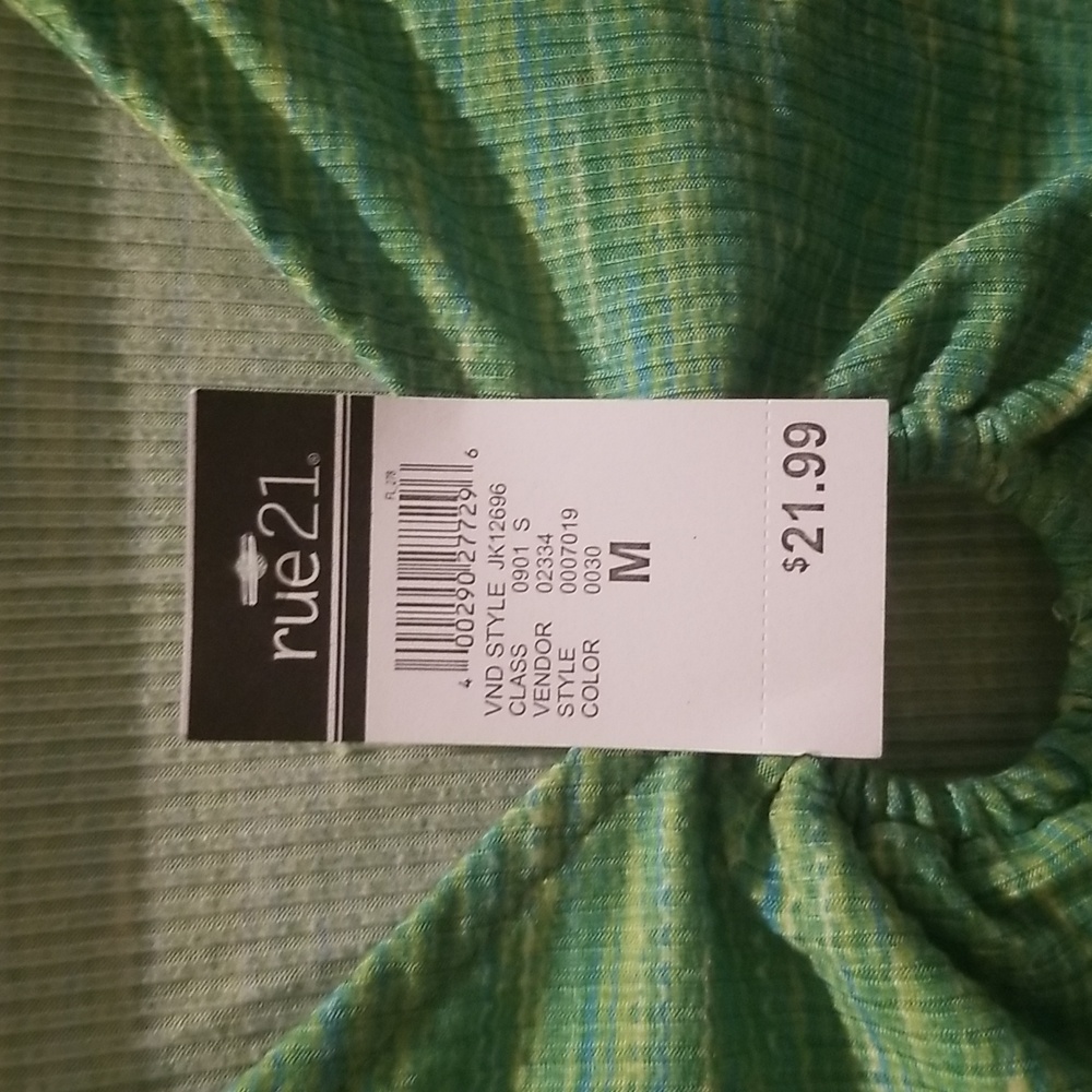 Rue21 Green Crop Top With Collar and Long Sleeves NEW WT - Picture 6 of 6